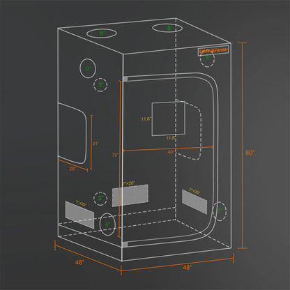 Spider Farmer SF120X120X200CM 4x4x6.5FT Grow Tent Reflective Mylar