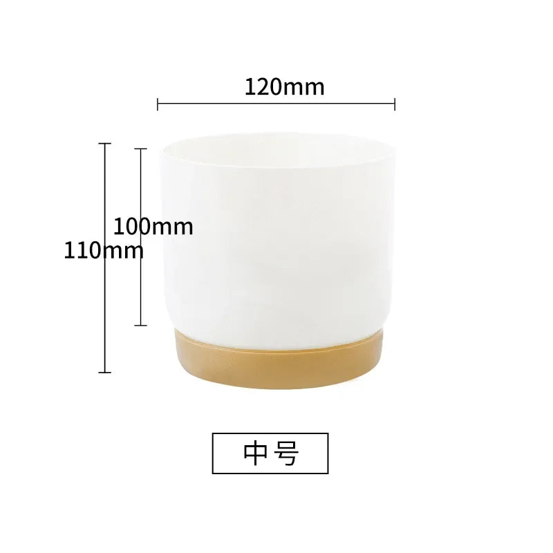 Small White Plastic Flower Dirt pot