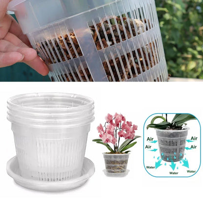 5pcs Orchid Dirt Pot With Saucers Plastic