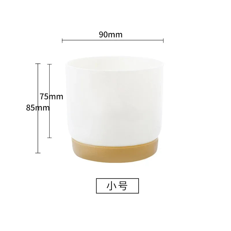 Small White Plastic Flower Dirt pot