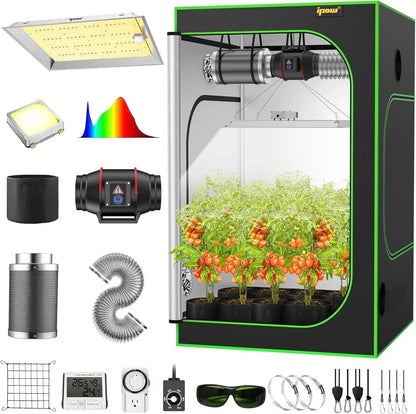 Grow Tent Kit Complete System 2x2 ft LED Grow Light Dimmable