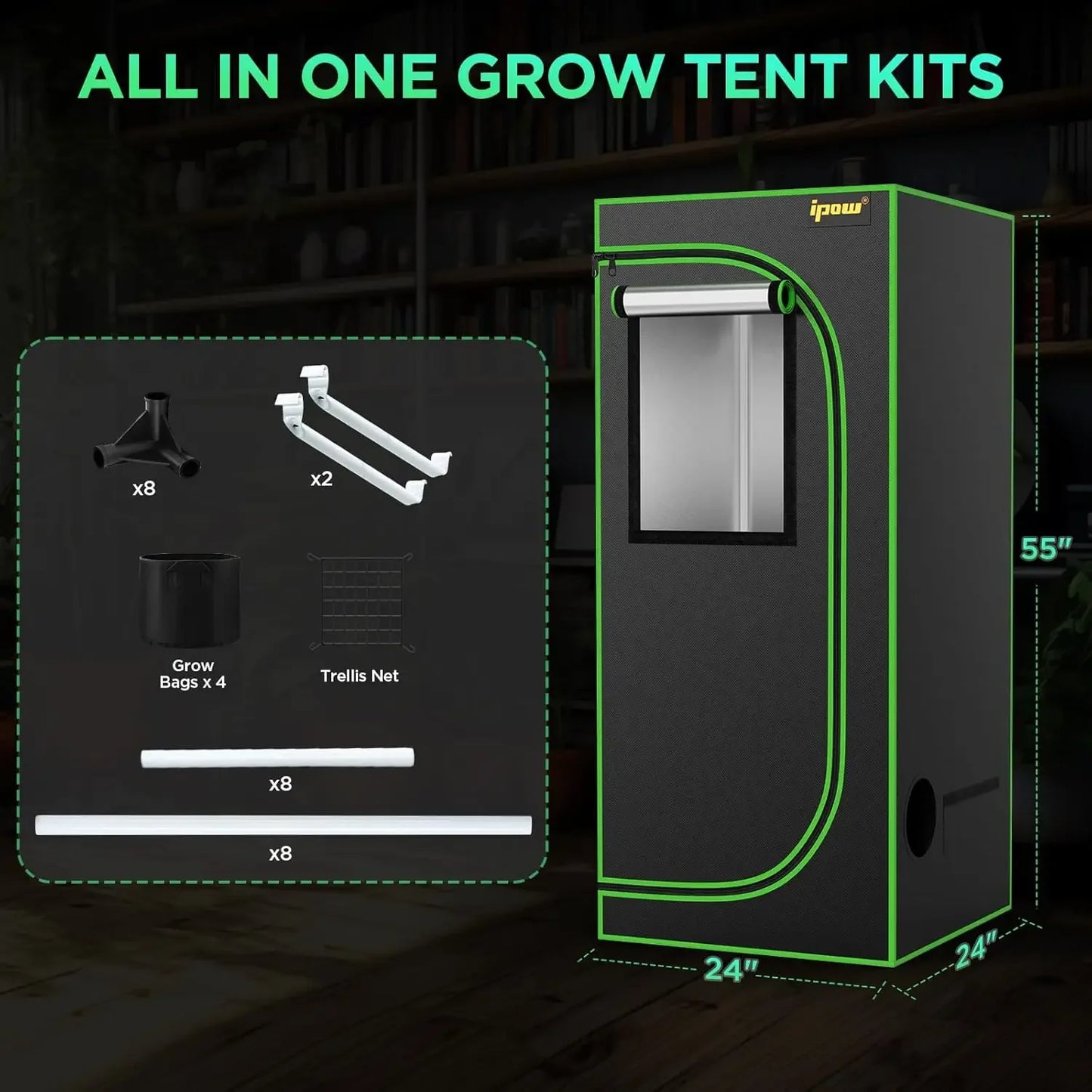 Grow Tent Kit Complete System 2x2 ft LED Grow Light Dimmable