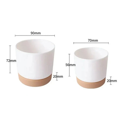 Small White Plastic Flower Dirt pot