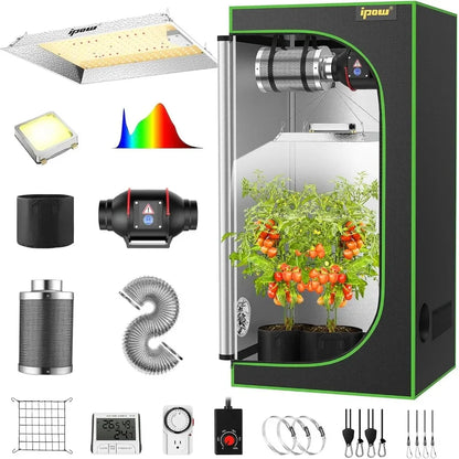 Grow Tent Kit Complete System 2x2 ft LED Grow Light Dimmable