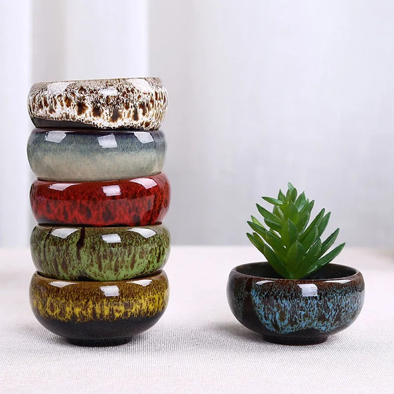 Ceramic Bonsai Flowing Glaze Ceramic Orchid Dirt Pots