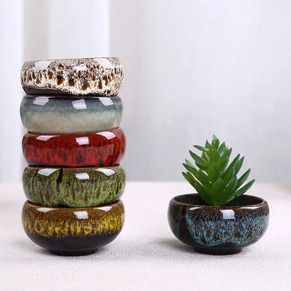 Ceramic Bonsai Flowing Glaze Ceramic Orchid Dirt Pots