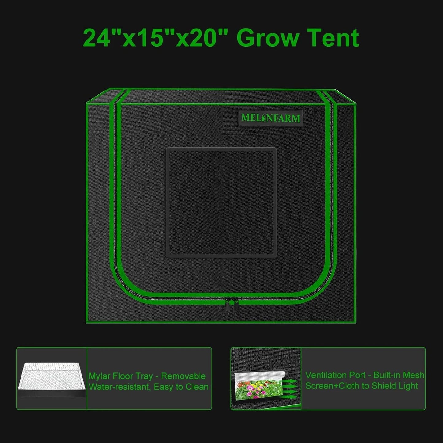 4x8 Grow Tent 96"x48"x80'' High Reflective 600D Diamond Mylar Canvas with Observation Window